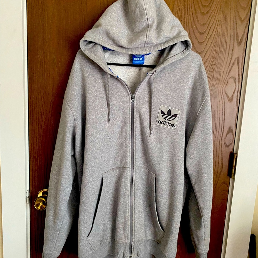Mens Adidas 2XL zip hoodie in all gray